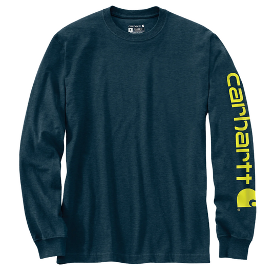 Carhartt Men's Heavyweight Long-Sleeve Graphic T-Shirt Night Blue Heather EK231-H70