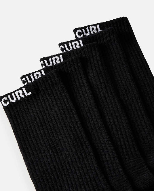 Rip Men's Curl Brand Crew Fleece 5 Pack Socks Black 007MSO-0090
