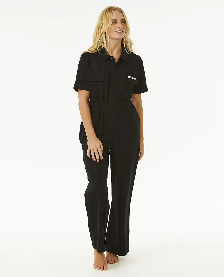 Load image into Gallery viewer, Rip Curl Women&#39;s Holiday Boilersuit Coveralls Washed Black 00VWRO-8264
