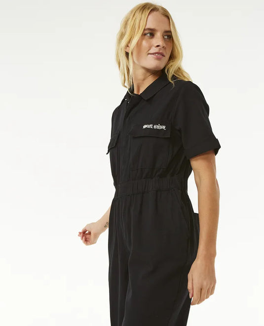 Rip Curl Women's Holiday Boilersuit Coveralls Washed Black 00VWRO-8264