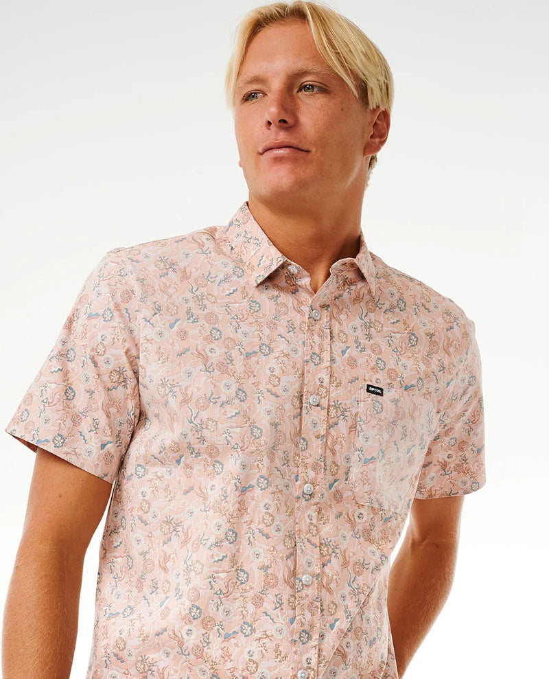Load image into Gallery viewer, Rip Curl Men&#39;s Floral Reef Short Sleeve Shirt Standard Fit Clay 03DMSH-0136
