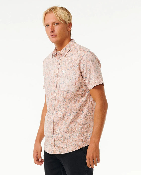 Rip Curl Men's Floral Reef Short Sleeve Shirt Standard Fit Clay 03DMSH-0136