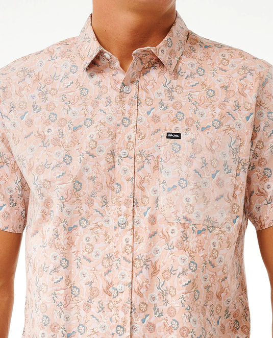 Rip Curl Men's Floral Reef Short Sleeve Shirt Standard Fit Clay 03DMSH-0136