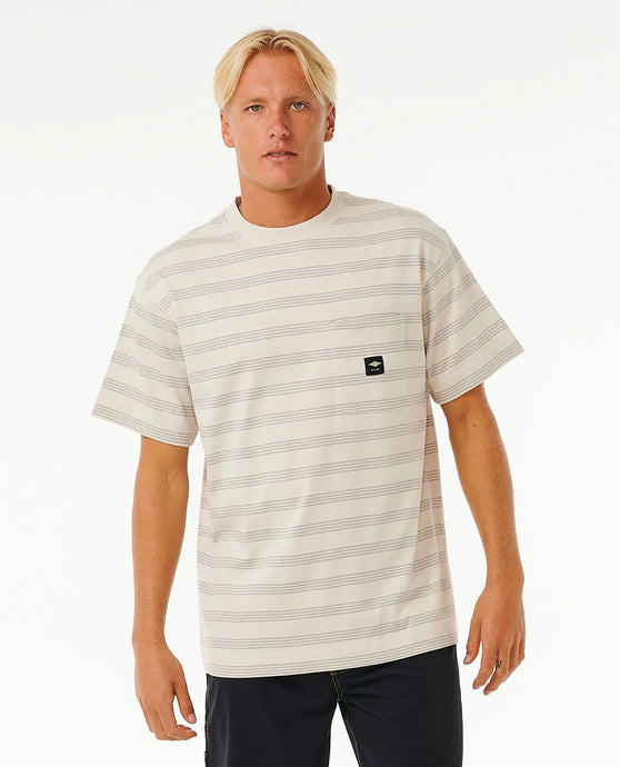 Rip Curl Men's Quality Surf Stripe T-Shirt Vintage White 0EPMTE-8861
