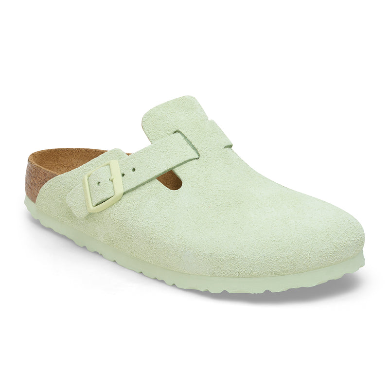 Load image into Gallery viewer, Birkenstock Women&#39;s Boston Suede Leather Narrow Fit Faded Lime 1026810
