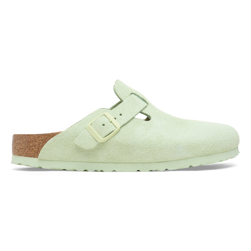 Load image into Gallery viewer, Birkenstock Women&#39;s Boston Suede Leather Narrow Fit Faded Lime 1026810
