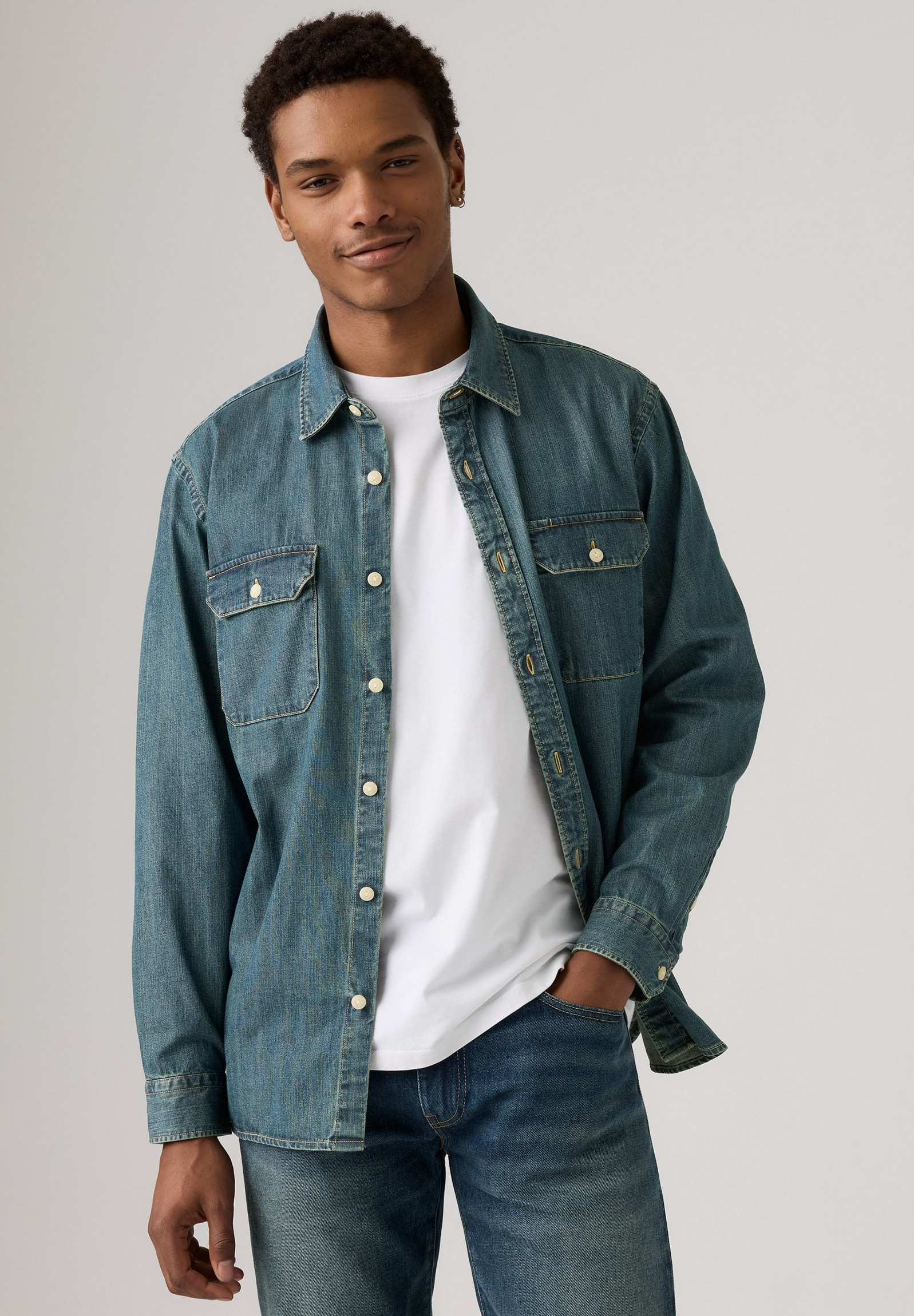 Levi's Mens' The Jackson Worker Shirt Light Blue 195730269 – Zero