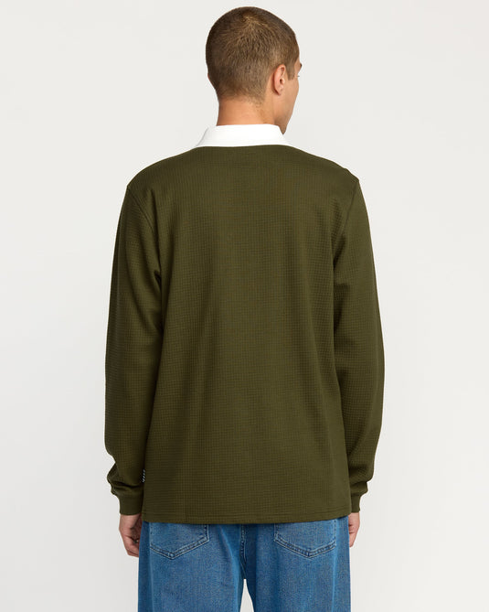 Volcom Men's Curbstone Polo Long Sleeve Shirt Sage Leaf A0332500_SLE7