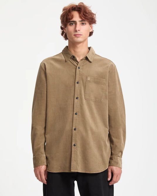 Volcom Men's Zander Long Sleeve Shirt Teak A0532410_TEK