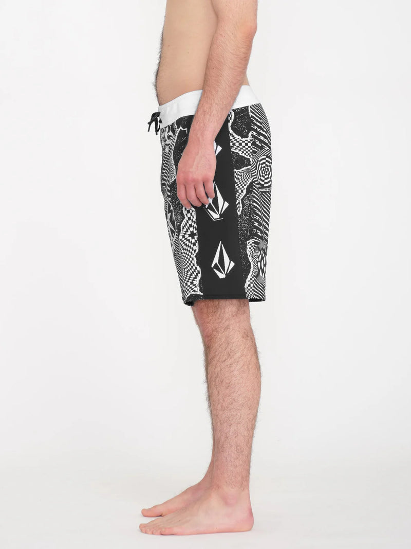Load image into Gallery viewer, Volcom Men&#39;s Lido Iconic Mod 19&quot; Boardshorts Black/White A0812411_BWH
