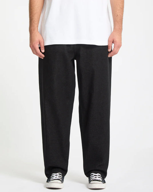 Volcom Men's Freazy Loose Elasticated Waist Jeans Black Wash A1912450_BLW