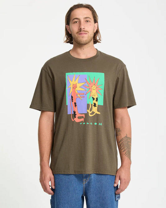 Volcom Men's Longo Cats T-Shirt Sage Leaf A3532553_SLE