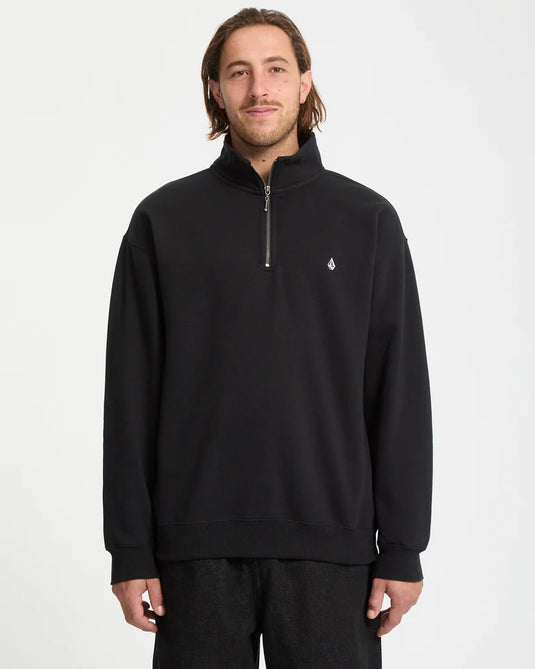 Volcom Men's Single Stone Quarter Zip Sweatshirt Black A4632503-BLK