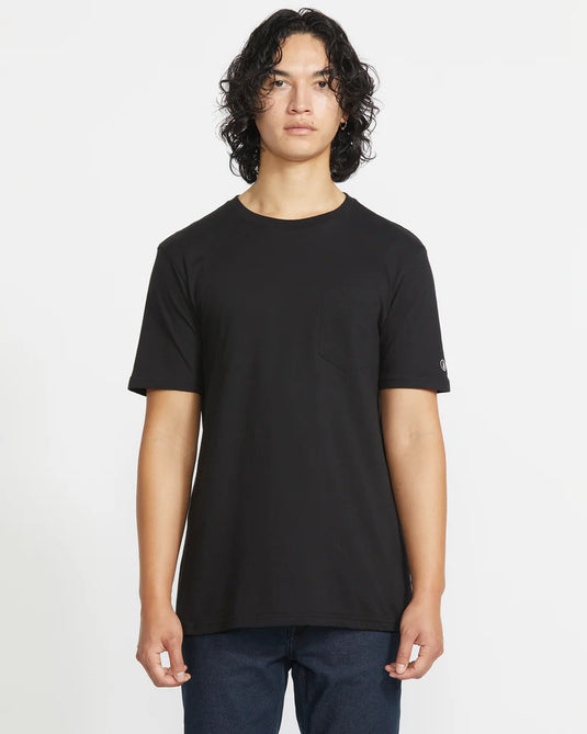 Volcom Men's Solid Pocket Short Sleeve T-Shirt Black A5042210_BLK
