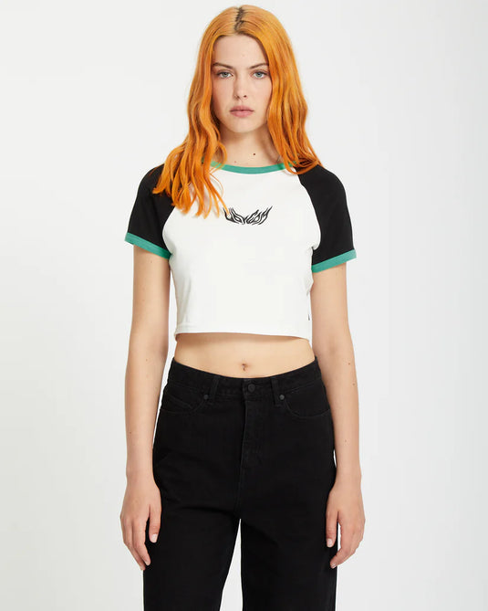 Volcom Women's Alix 2 T-Shirt Black/White B3512506_BWH