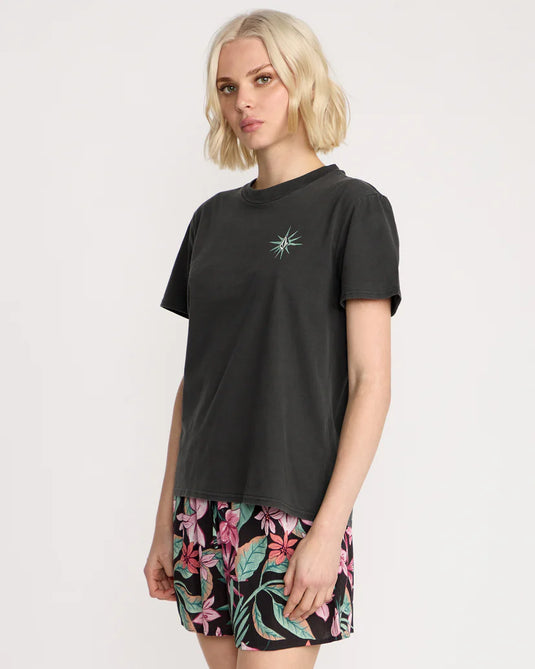 Volcom Womens' Lock It Up T-Shirt Vintage Black B3532504_VBK