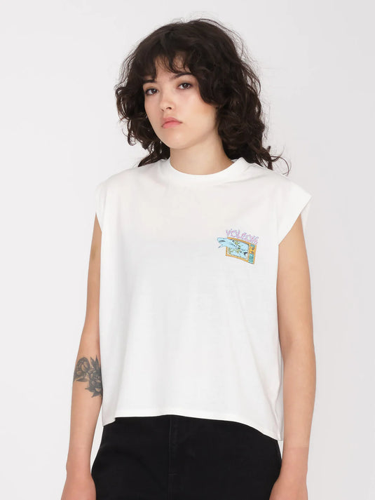 Volcom Women's Frenchsurf Tank T-Shirt Star White B4512408_SWH