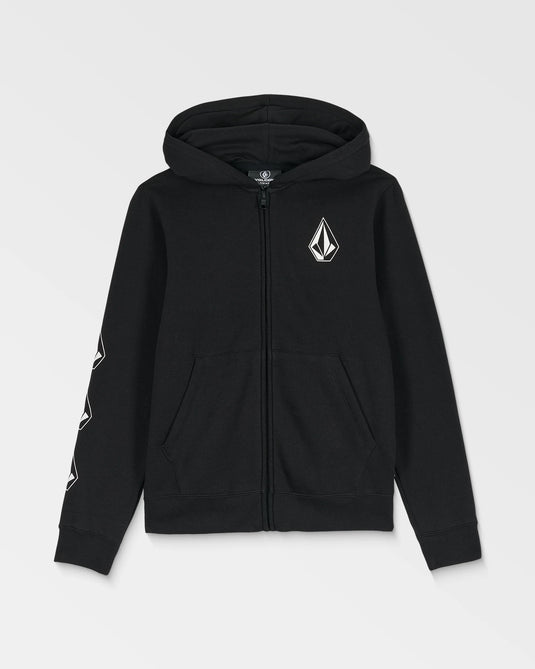 Volcom Kids Iconic Stone Gid Zip Hoodie Black C4832500-BLK