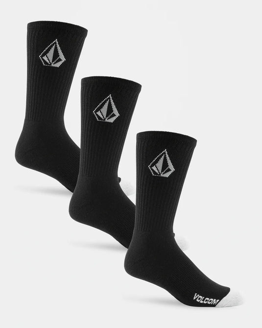 Volcom Full Stone 3 Pack Socks Black D6302004_BLK