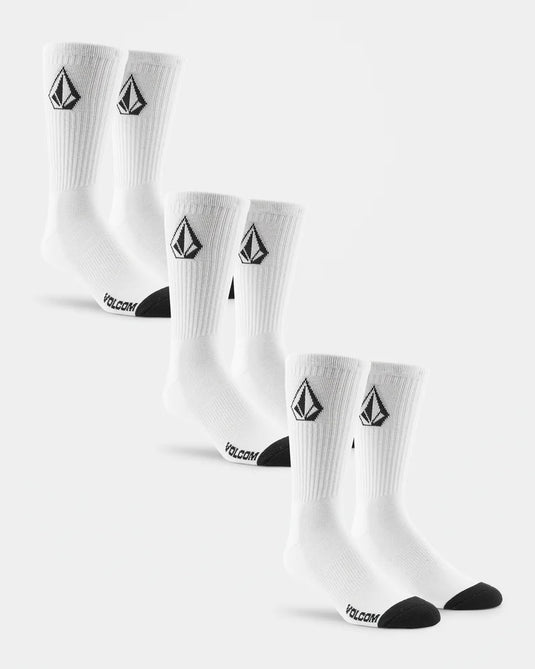Volcom Full Stone 3 Pack Socks White D6302004_WHT