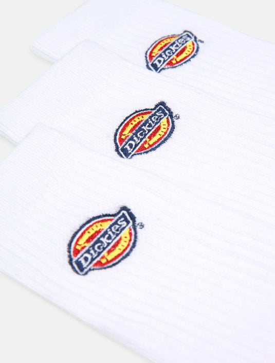 Dickies Unisex Valley Grove Socks White (3 Pairs) DK0A4X82WHX