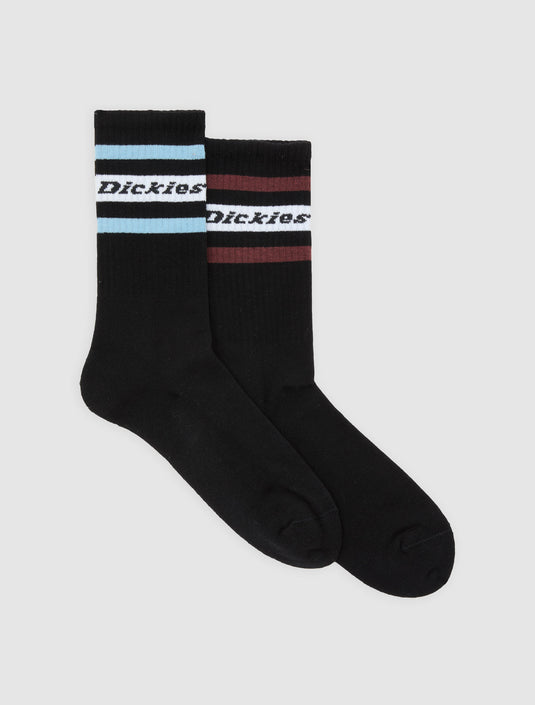 Dickies Unisex Genola (2 Pairs) Socks Black/Red DK0A4XDKL25