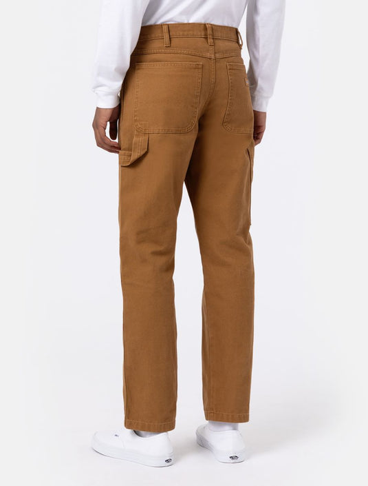 Dickies Men's Duck Canvas Carpenter Straight Fit Pants Stone Washed Brown Duck DK0A4XIFC41