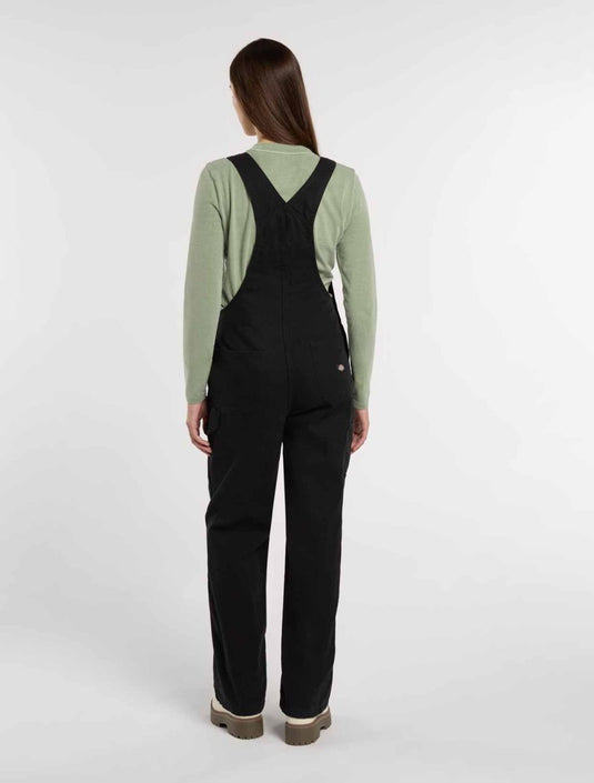 Dickies Women's Loose Canvas Bib Overalls Black DK0A87N8BLK