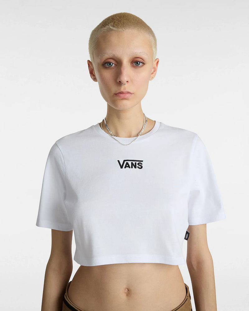 Load image into Gallery viewer, Vans Women&#39;s Flying V Crew Crop T-Shirt White VN000GFFWHT
