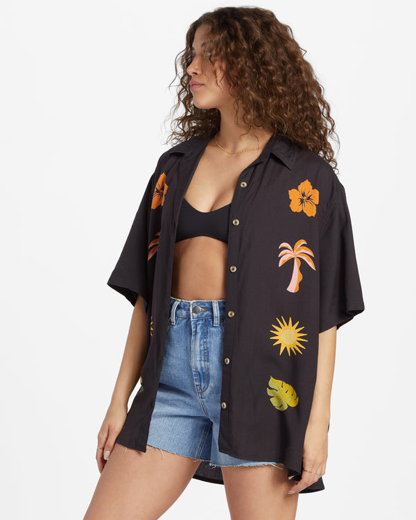 Load image into Gallery viewer, Billabong Women&#39;s On Vacation Oversized Fit Shirt Black Sands ABJWT00458-BSD
