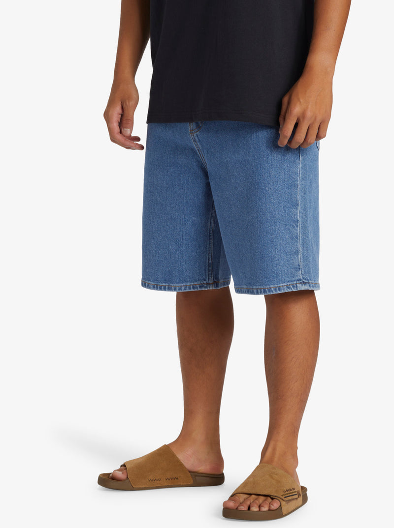 Load image into Gallery viewer, Quiksilver Men&#39;s Saturn Baggy Fit Denim Shorts Stone Wash AQYDS03000-BSP0
