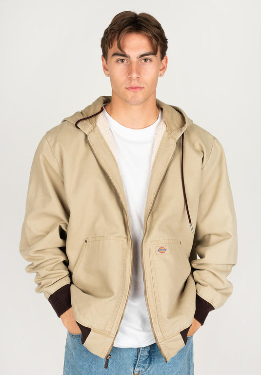 Dickies Hooded Duck Canvas Jacket Stone Washed Desert Sand DK0A4XZ3F021