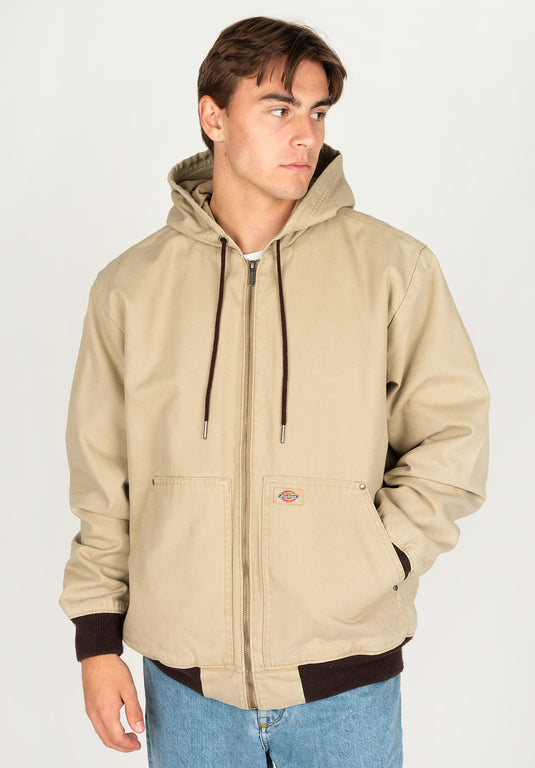 Dickies Hooded Duck Canvas Jacket Stone Washed Desert Sand DK0A4XZ3F021