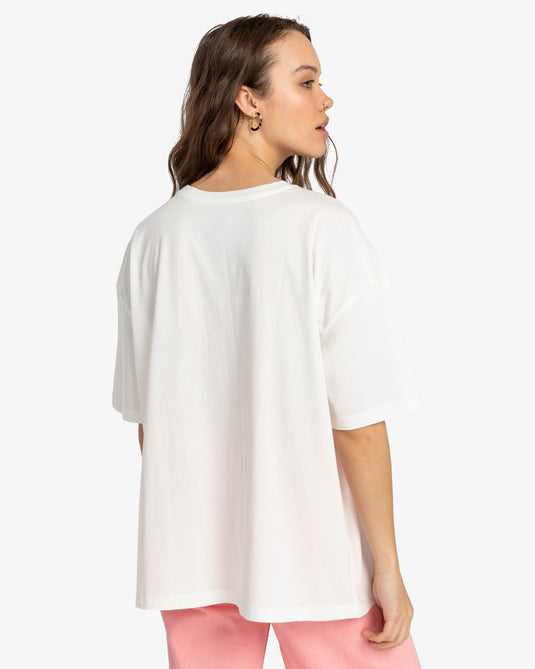 Billabong Women's In Love With The Sun Oversized Fit T-Shirt Salt Crystal EBJZT00234-SCS