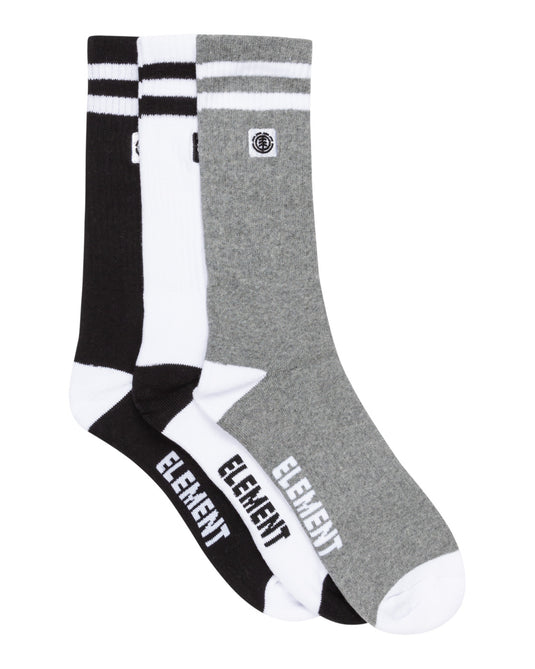 Element Men's 2Tone Icon 3Pk Skate Socks Black/White/Grey Htr ELYAA00200_KSQ0