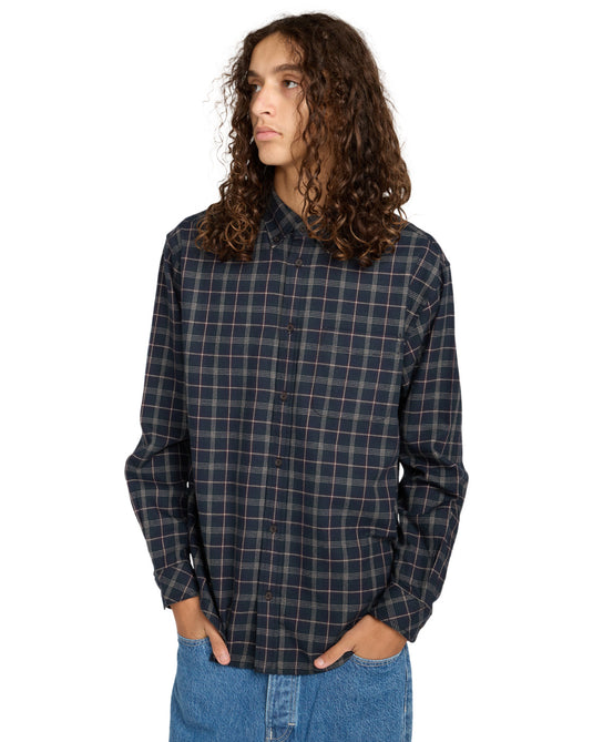 Element Men's Button Down Regular Flannel Tartan Blue ELYWT00183-BST1