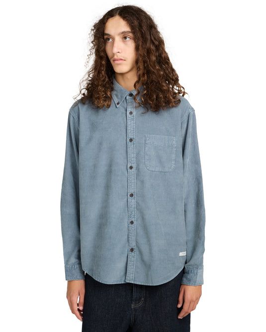 Element Men's Button Down Regular Corduroy Shirt Blue Mirage ELYWT00187-BMK0
