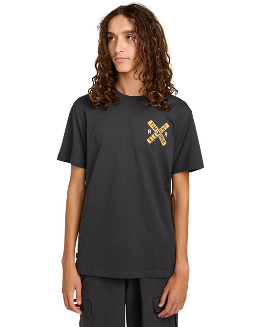 Element Men's Timber Signs Short Sleeve T-Shirt Off Black ELYZT00586_KTA0