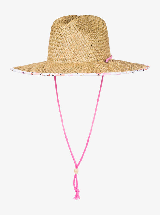 Roxy Women's Pina To My Colada Straw Hat White Happy Tropical Swim ERJHA04259-WBK8