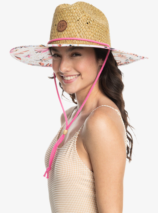 Roxy Women's Pina To My Colada Straw Hat White Happy Tropical Swim ERJHA04259-WBK8