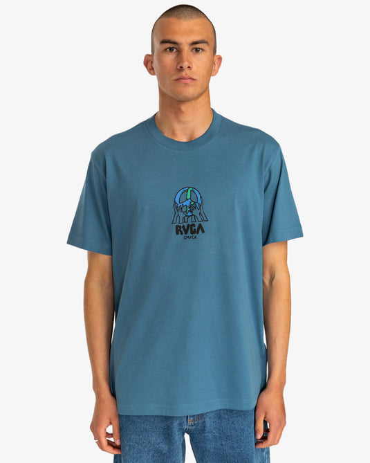 Rvca Men's Earth Relaxed Fit T-Shirt Cool Blue EVYZT00163-BPP0