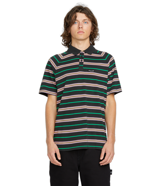 Volcom Men's Edges Polo Short Sleeve T-Shirt Stealth A0112500_STH