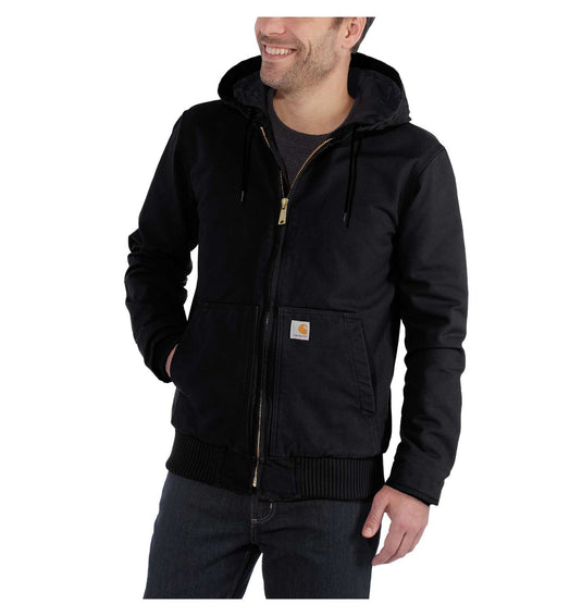 Carhartt Men's Loose Fit Washed Duck Insulated Active Jacket Black 104050-BLK