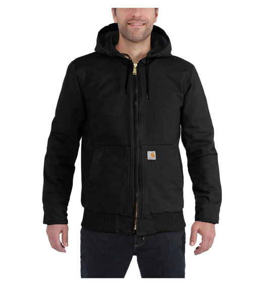 Carhartt Men's Loose Fit Washed Duck Insulated Active Jacket Black 104050-BLK