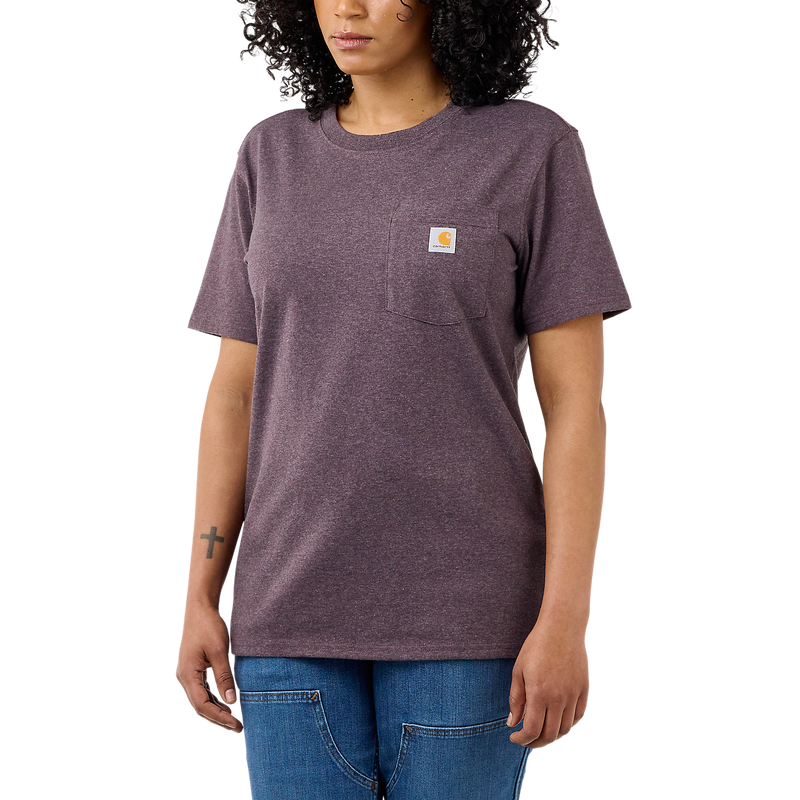 Load image into Gallery viewer, Carhartt Women&#39;s Loose Fit Heavyweight Short-Sleeve Pocket T-Shirt Blackberry Heather 103067-V27
