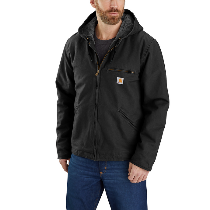 Carhartt Mens' Relaxed Fit Washed Duck Sherpa Lined Jacket Black 104392-BLK