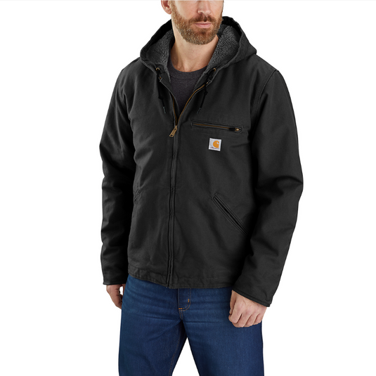 Carhartt Mens' Relaxed Fit Washed Duck Sherpa Lined Jacket Black 104392-BLK