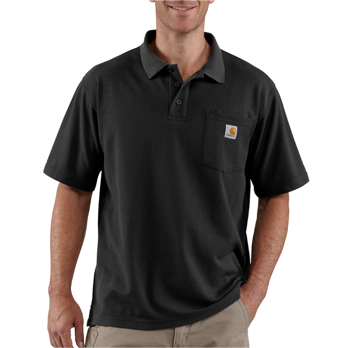 Carhartt Men's Loose Fit Short-Sleeve Pocket Polo T-Shirt Black 106685-BLK