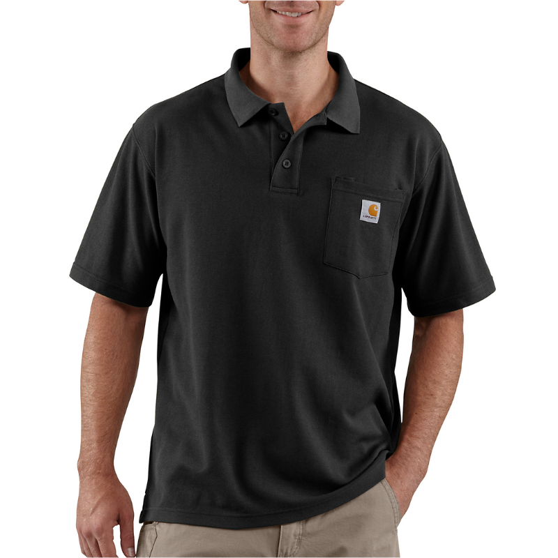 Load image into Gallery viewer, Carhartt Men&#39;s Loose Fit Short-Sleeve Pocket Polo T-Shirt Black 106685-BLK
