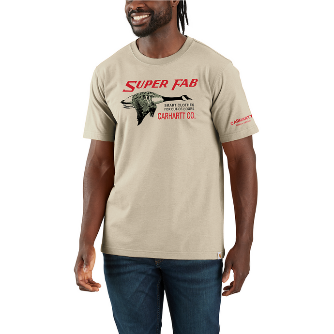 Carhartt Mens' Relaxed Fit Lightweight Short-Sleeve Fab Graphic T-Shirt Oat Milk 107050-A16